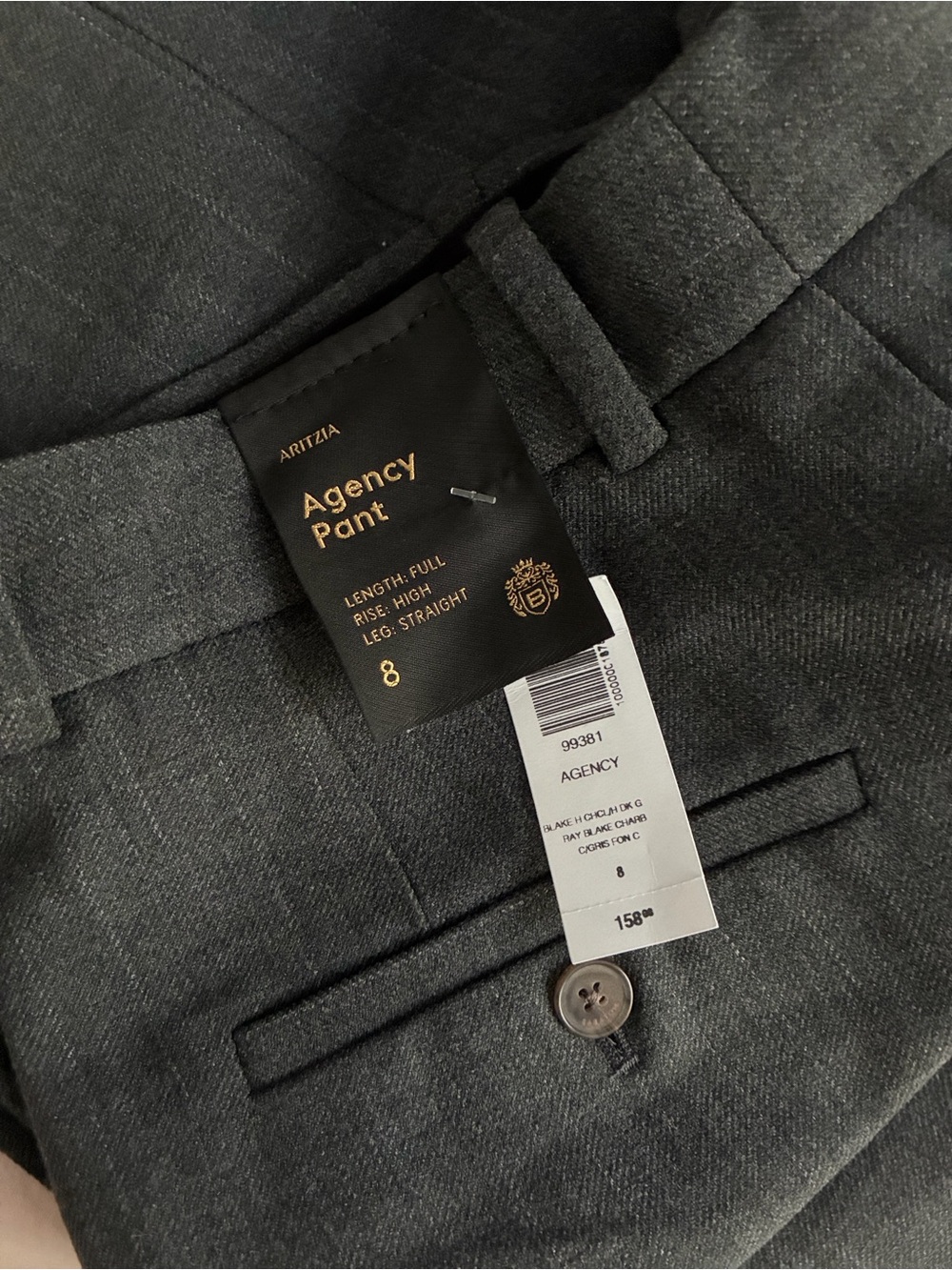 Aritzia Agency Pant in Charcoal Gray Pinstripe